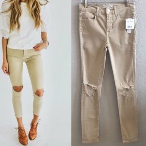 Free People High Rise Distressed Skinny Jeans